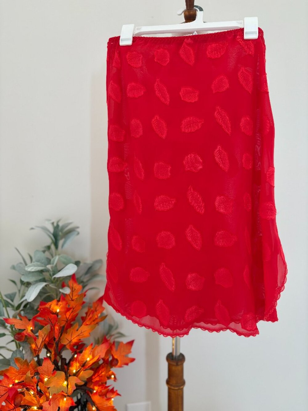 Vintage Fall Leaf Pattern Slip Skirt